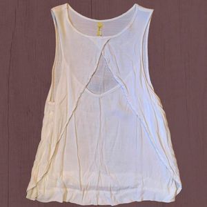 Free People Sheer White Cut Out Blouse